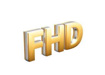 Golden FHD Text With A Sleek Metallic Gleam For Digital Media And Upscale Branding 3D Illustration