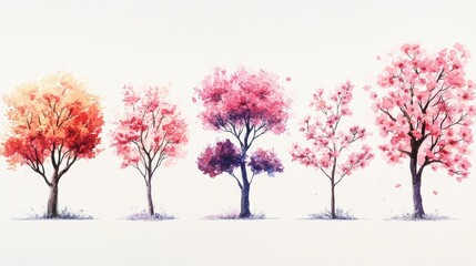 Spring Blossom Tree Blooming Plants for Landscape Elevation and Section