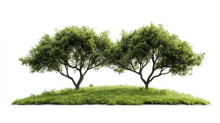 Fototapeta premium Green Grass or Shrub Isolated on White Background for Landscape Concept and Eco Design