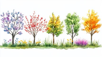 Fototapeta premium Landscape Elevation of Blooming Plants and Trees for Eco-Friendly Environments