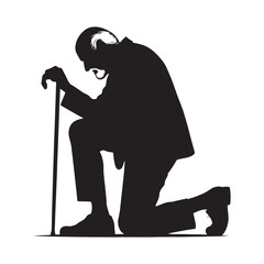 Poised and serene kneeling figure for creative projects - Kneeling person silhouette - Kneeling person vector - Kneeling person illustration - Kneel silhouette - Kneeling vector
