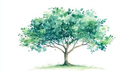 Obraz premium Green Tree with Leaves for Landscape Elevation and Background