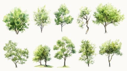 Obraz premium Green Tree with Leaves for Landscape Elevation and Background