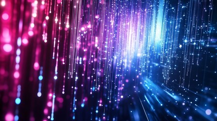 Obraz premium Abstract digital lines of glowing light with purple and blue color creating a futuristic vibe