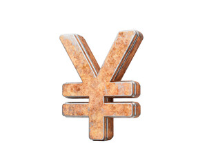 Obraz premium Japanese Yen Currency Symbol Made Of Old Rusty Iron Metal Texture 3d Illustration