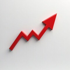 Red Upward Trending Arrow on White Background Depicting Growth and Progress