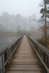 wooden bridge over river