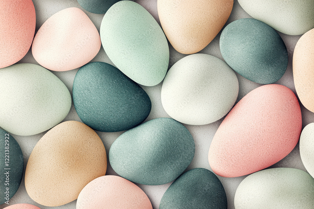 Poster modern scandinavian pattern with abstract pebble shapes in pastel colors showcasing texture and gent