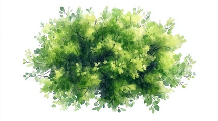 Fototapeta premium Watercolor Green Tree Top View for Landscape Layout Plan and Architecture Drawing