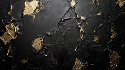 Black and gold plaster background on wall