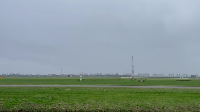 November 8, 2024. Schiphol, Netherlands. A KLM plane land at Schiphol.