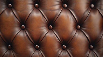 Naklejka premium Elegant Brown Leather Upholstery with Classic Button Tufted Texture