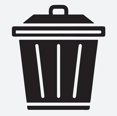 trash can icon, compost bin silhouette vector art illustration.