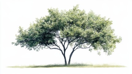 Fototapeta premium Watercolor Tree Side View Isolated on White Background for Landscape and Architecture Drawing