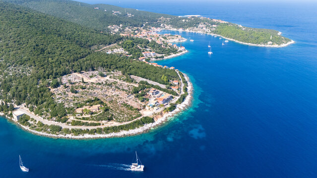 Foki beach in Kefalonia, Greece - Drone view