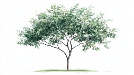 Watercolor Tree Side View for Landscape and Architecture Drawing