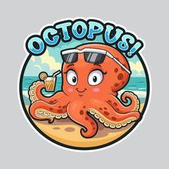 Cute octopus esport mascot logo design