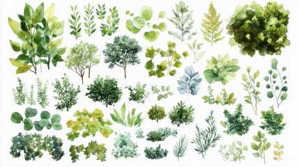 Fototapeta premium Green Tree Plants for Landscape Elevation and Background Environment Concept Design