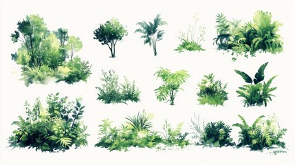 Green Tree Plants for Landscape Elevation and Environmental Concept Design