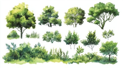 Obraz premium Green Tree Plants for Landscape Elevation and Background Environment Concept Design