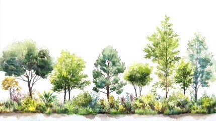 Green Tree Plants for Landscape Elevation and Background Environment Concept Design