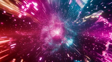 Fototapeta premium Abstract space background with glowing streaks and a bright core of light