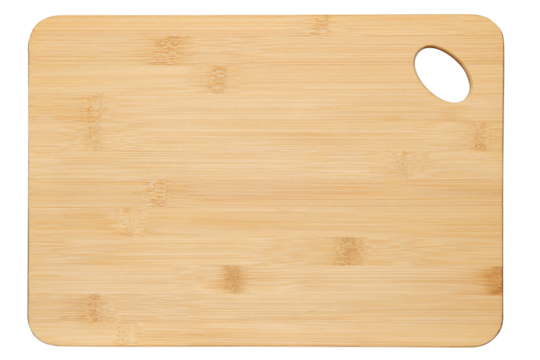 Bamboo cutting board view from above, isolated. Perfect for food styling, product presentations, adding overlays of food items, or use in culinary and design projects.