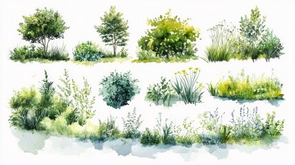 Green Tree Plants for Landscape Elevation and Background Environment Concept Design