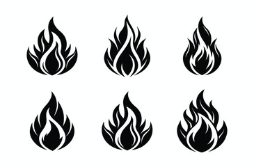 Fire icon vector set, Fire flame icons bundle Design and Collection