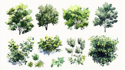 Green Tree Plants for Landscape Elevation and Background Environment Concept Design