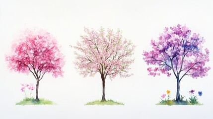 Obraz premium Spring Blossom Tree Blooming Plants for Landscape Elevation and Section - Eco Environment Concept