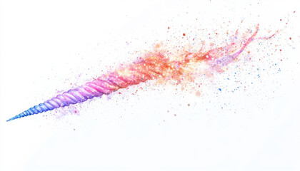 Naklejka premium vibrant unicorn horn with colorful splashes and sparkles, radiating magic and creativity