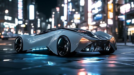 view of city harbor at night with car 