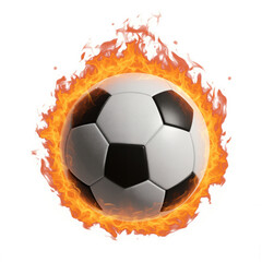 Fototapeta premium Soccer ball on fire with hot flames - isolated on white