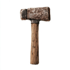 rustic wooden hammer with textured stone head, perfect for crafts