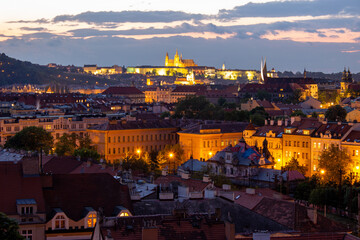 Obraz premium Evening view of the Czech city of Prague