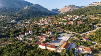 Makriotika village in Kefalonia, Greece, Drone view