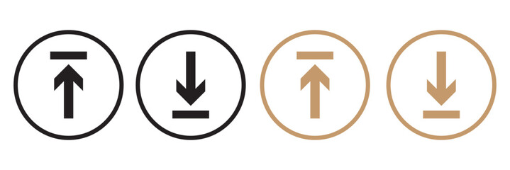 Money arrow up and down icon set. Price change symbol. Increase and decrease arrow with dollar sign. Cash currency rate. Stock graph. Income and loss vector illustration. Red and green money arrow set