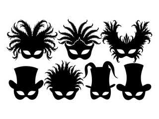 Carnival mask silhouette. Masquerade silhouette on a white background.