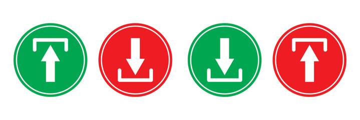 Up and down arrow icon in rounded corner. Upward and downward sign symbol