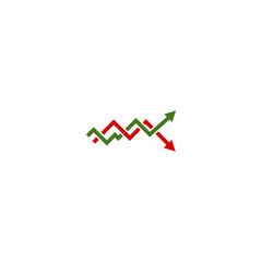 Up and down profit arrows icon isolated on white background