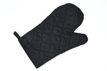 One black kitchen glove isolated on whie backgorund