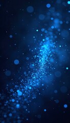 Fototapeta premium Glittering blue particles suspended in a dark starry night, abstract, cosmic