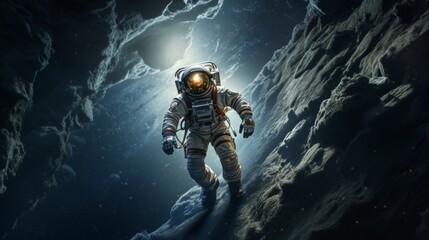 Astronaut in a Lunar Cave: A Cosmic Adventure