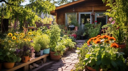Beautiful Backyard Garden with Colorful Flowers