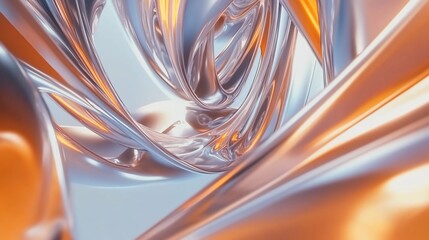 Abstract 3D Rendered Metallic Waves with Dynamic Lighting and Smooth Surfaces