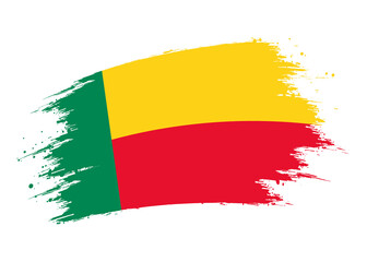 Obraz premium Benin flag png. Isolated grunge brush stroke flag of Benin illustration transparent png