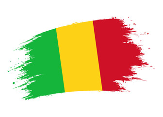 Mali flag png. Isolated grunge brush stroke flag of Mali illustration transparent png