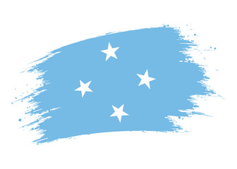 Micronesia flag png. Isolated grunge brush stroke flag of Micronesia illustration transparent png