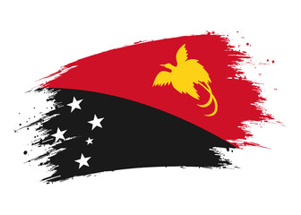 Papua New Guinea flag png. Isolated grunge brush stroke flag of Papua New Guinea illustration transparent png